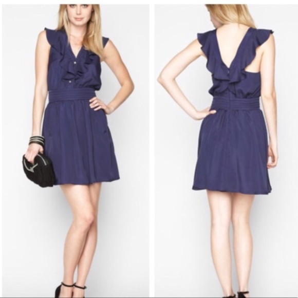 BCBGeneration Midnight Blue Ruffle Dress NWT - Picture 1 of 8